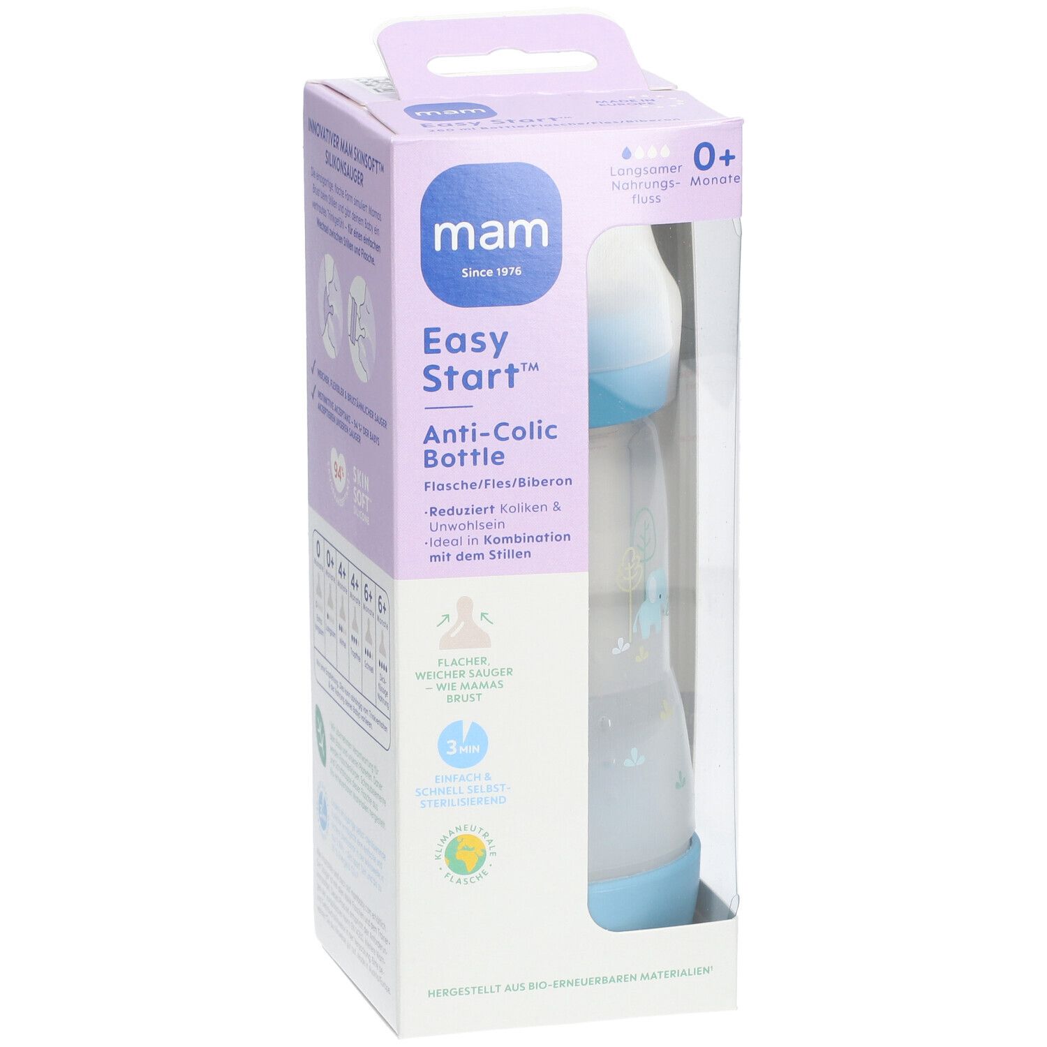 MAM Easy Start™ Biberon anti-coliques bleu 260 ml - 0 mois et +