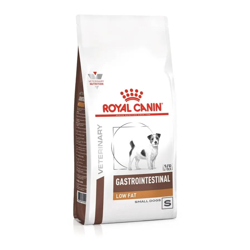Royal Canin VET-D GI Low Fat SD 8kg Hundefutter. Packung mit Hundebild und Produktinformationen.