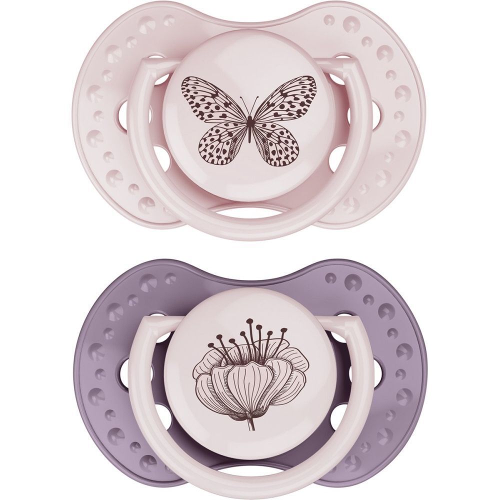 Difrax Schnuller Dynamic Botanic Pink - Lila 6-18m