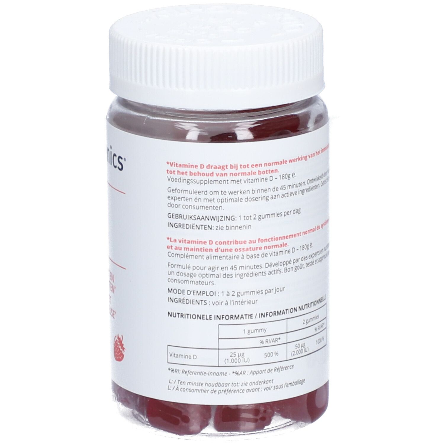 Vitamine D 1000IE Aardbeien 60 gummies
