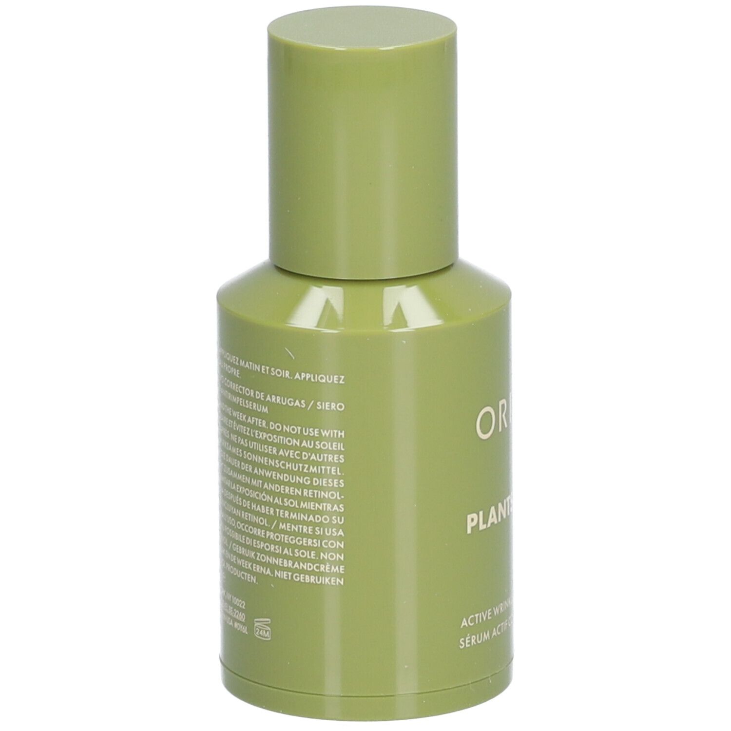 Grüne Flasche mit Text. Enthält Informationen zum Produkt, wie z.B. Anwendungshinweise und Inhaltsstoffe.