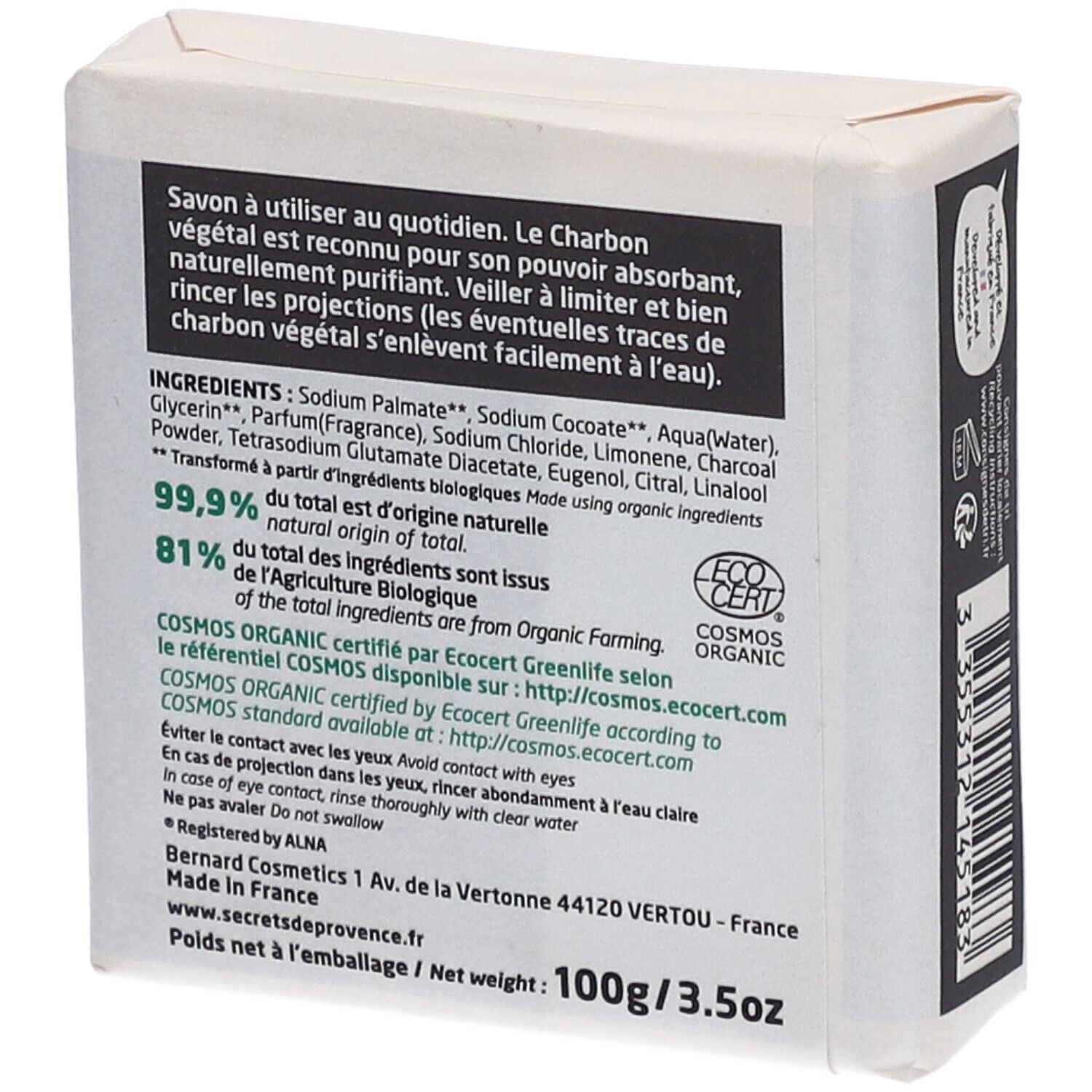 Secrets De Provence My Soap Bar Vegetable Charbon