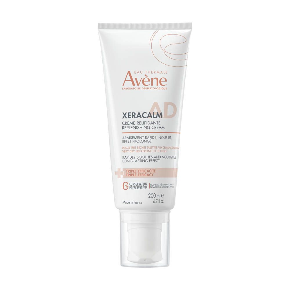 Avène XeraCalm AD Creme in einer weißen Tube mit Pumpspender, 200ml.