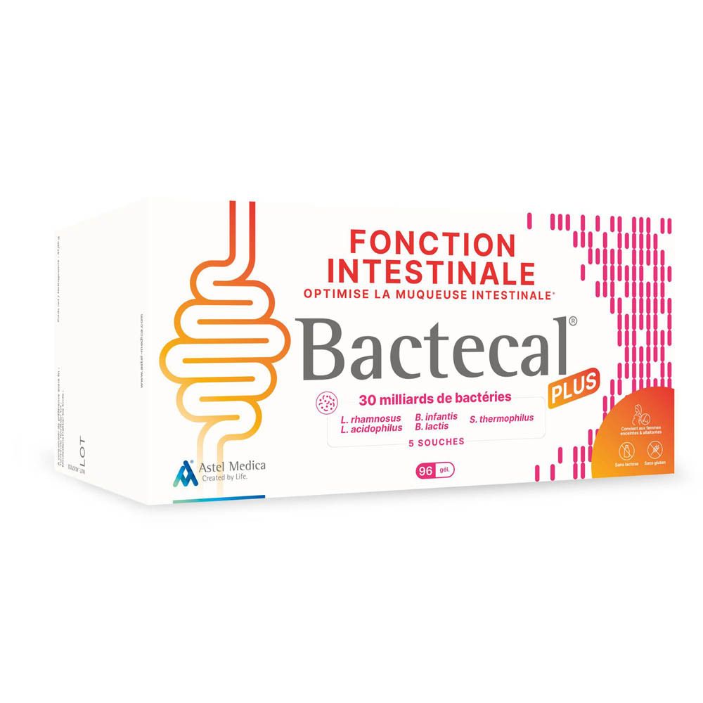 Bactecal Plus boîte de 30 milliards de bactéries, fonction intestinale.