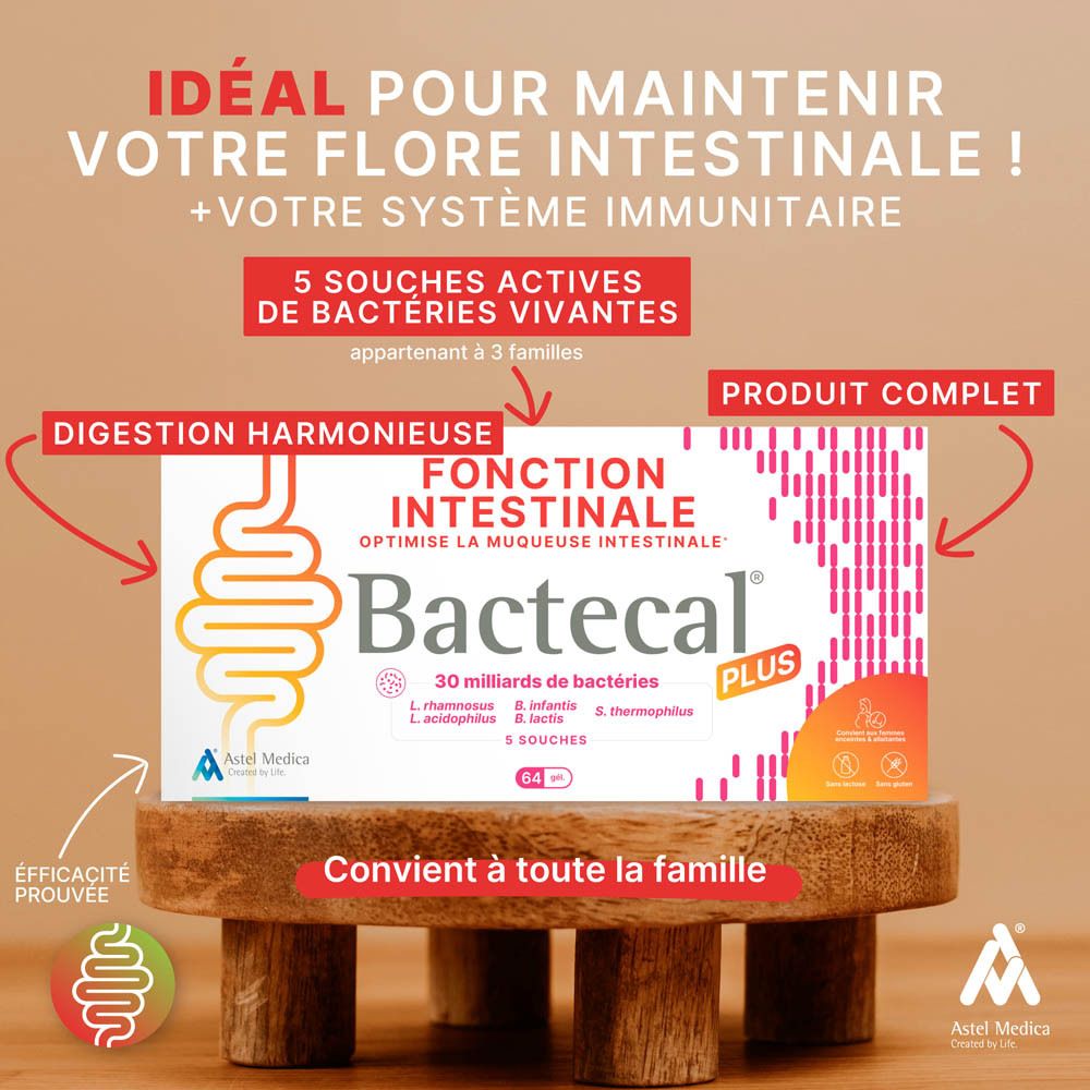 Bactecal Plus boîte de 30 milliards de bactéries, 5 souches.