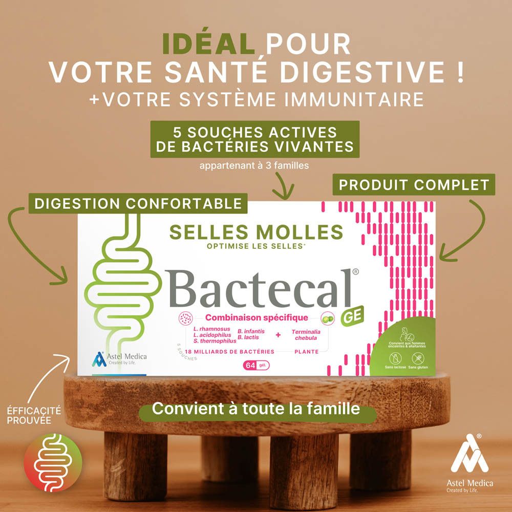 Bactecal GE: Boîte pour selles molles, 64 gélules.