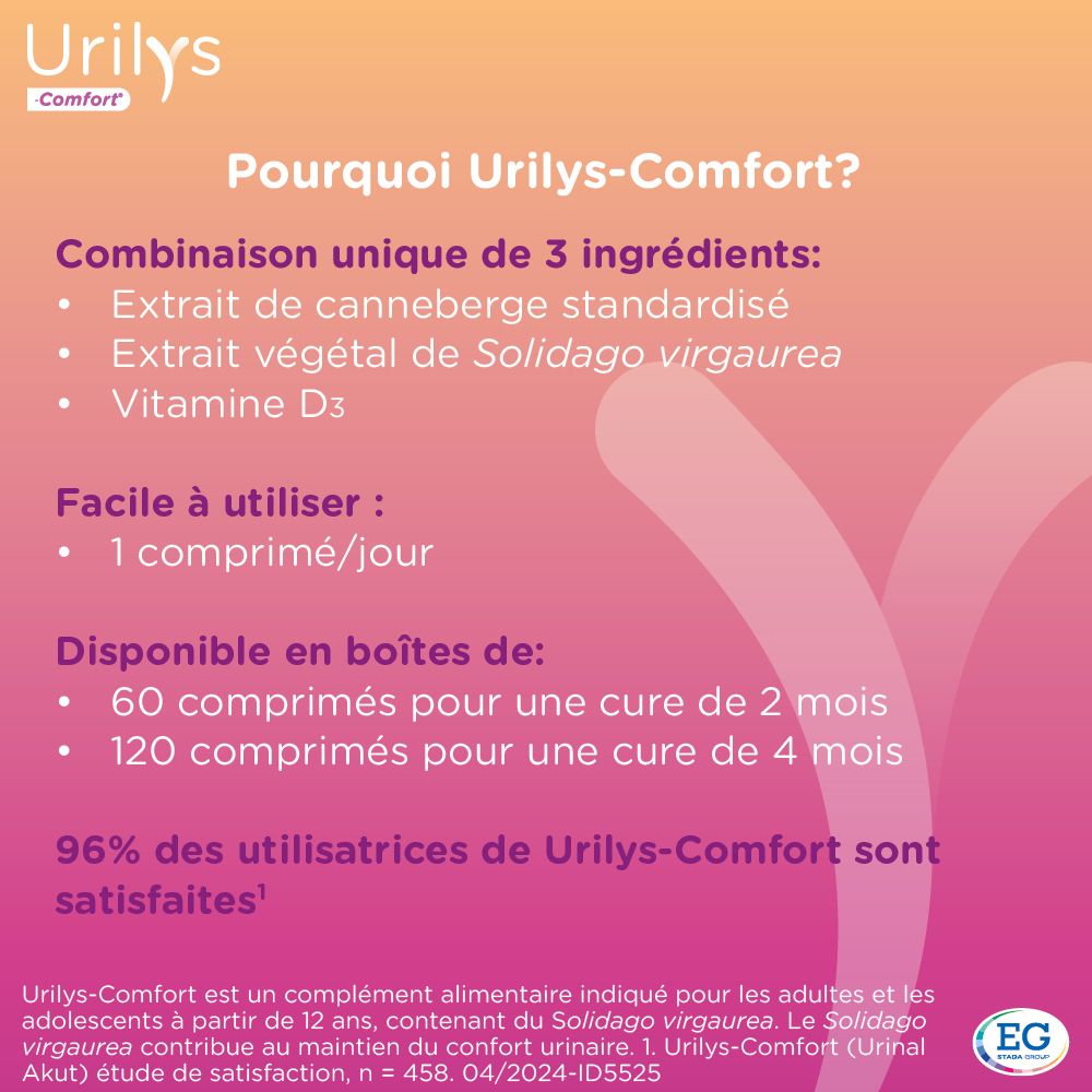 Boîte Urilys-Comfort. Texte : Pourquoi Urilys-Comfort ? Version française.