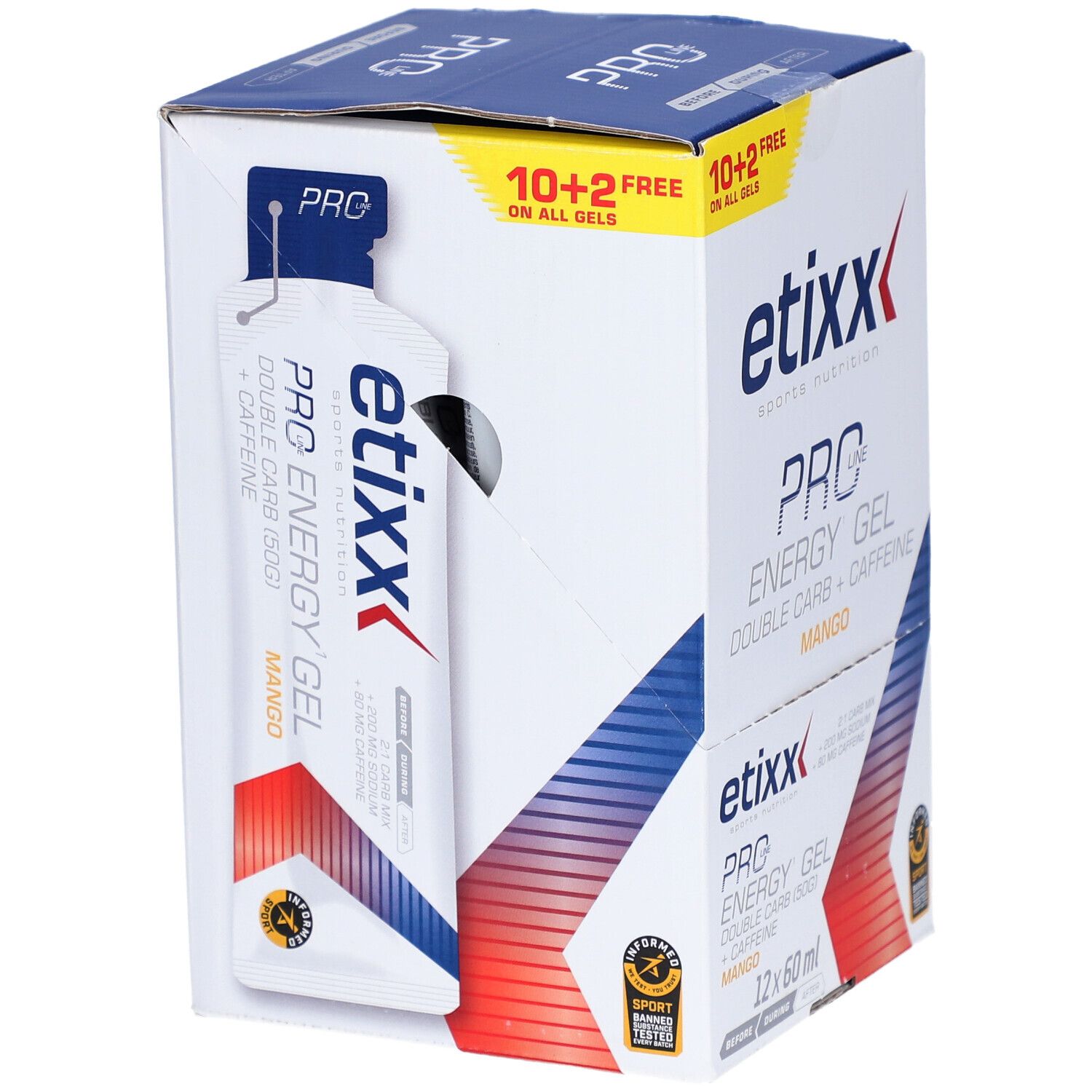Etixx Double Carb Energy Gel Pro Line + Koffein Mango