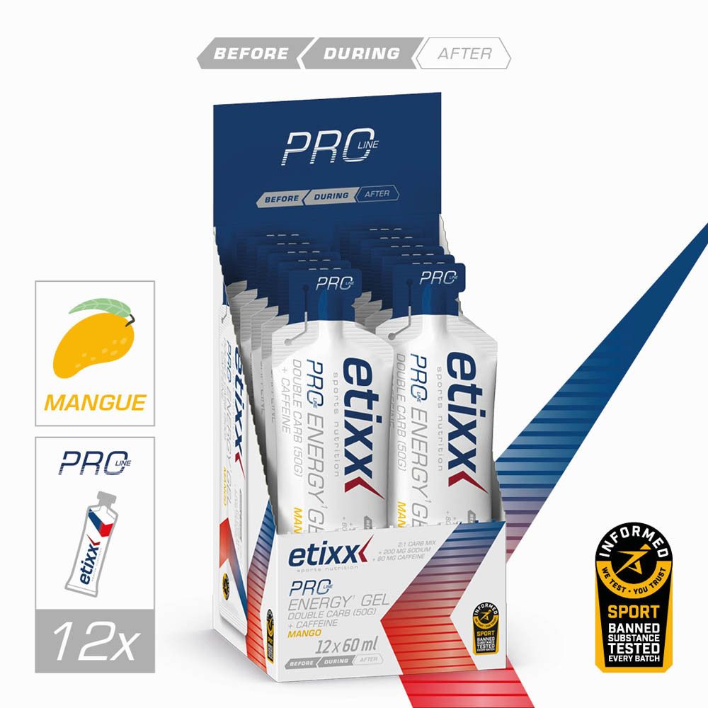 Etixx Double Carb Energy Gel Pro Line + Caffeine Mango
