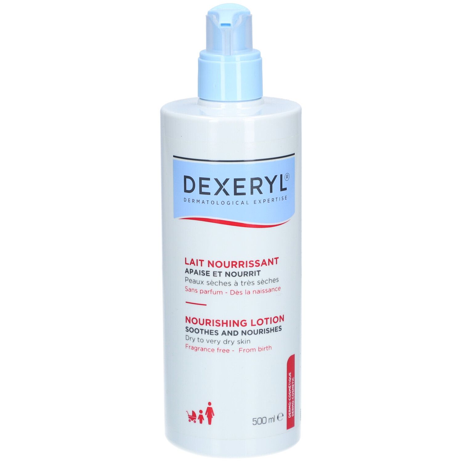 Dexeryl® Nourishing Lotion Flasche mit Pumpspender, 500ml.