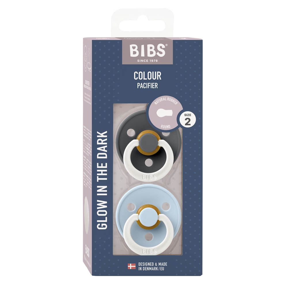 BIBS Duo de Sucettes Glow Iron/Baby Blue 6-18 mois