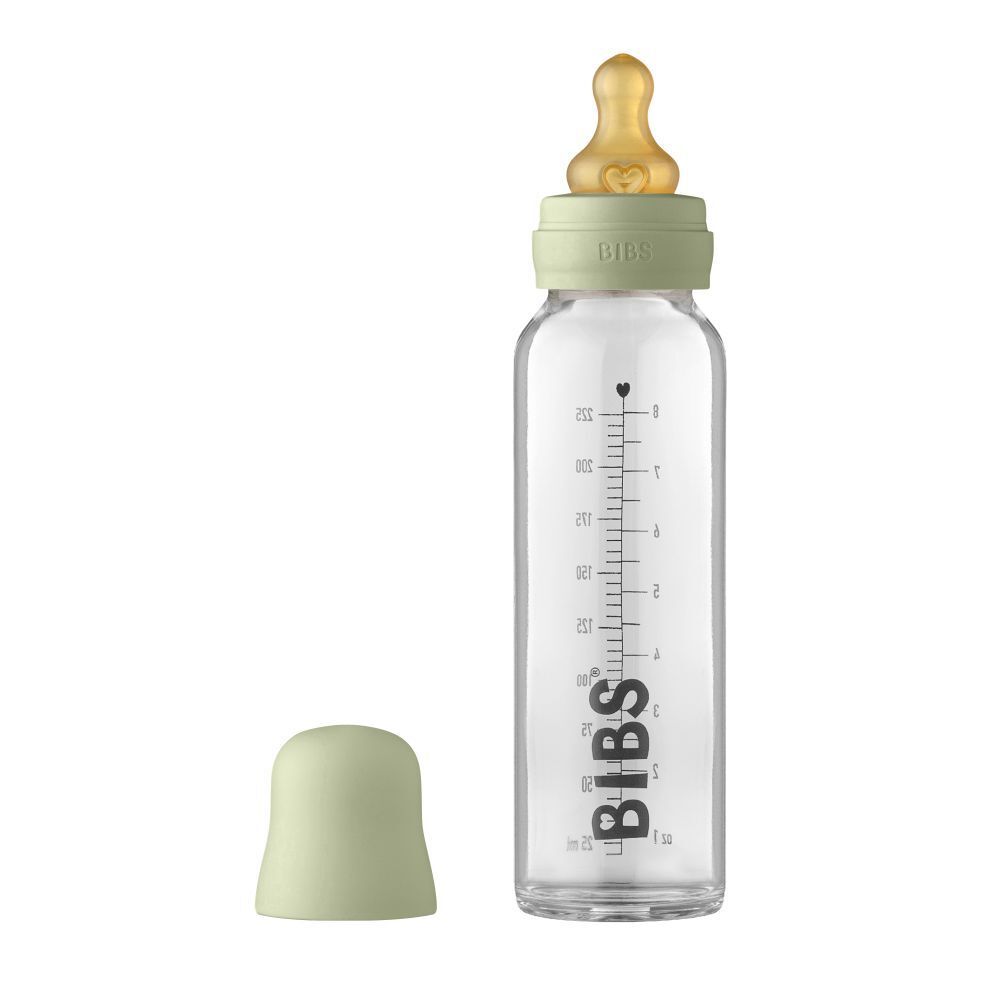 BIBS Babyflasche aus Glas 225 ml Vollständiges Set Sage 0m+