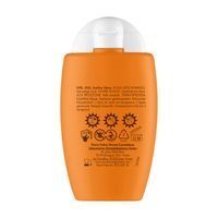 Flacon orange avec bouchon blanc. Inscription: Avène Ultra Fluid SPF50. 50ml.