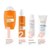 Produit et texte. Avène Ultra Fluid SPF50. Effet matifiant 6H.