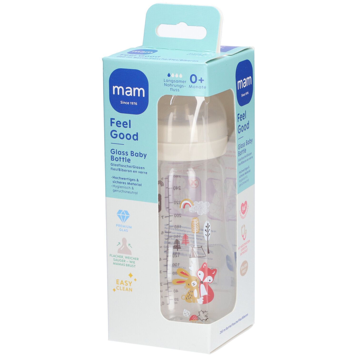 MAM Feel Good Biberon en verre mat unisexe 2 mois+