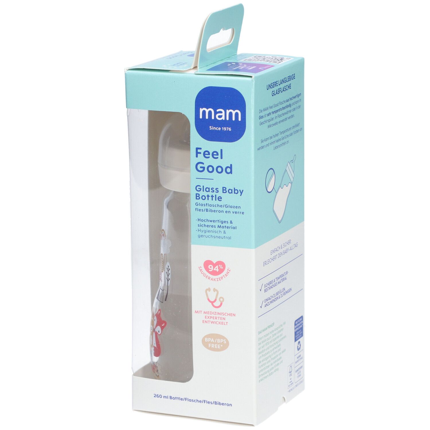 MAM Feel Good Biberon en verre mat unisexe 2 mois+