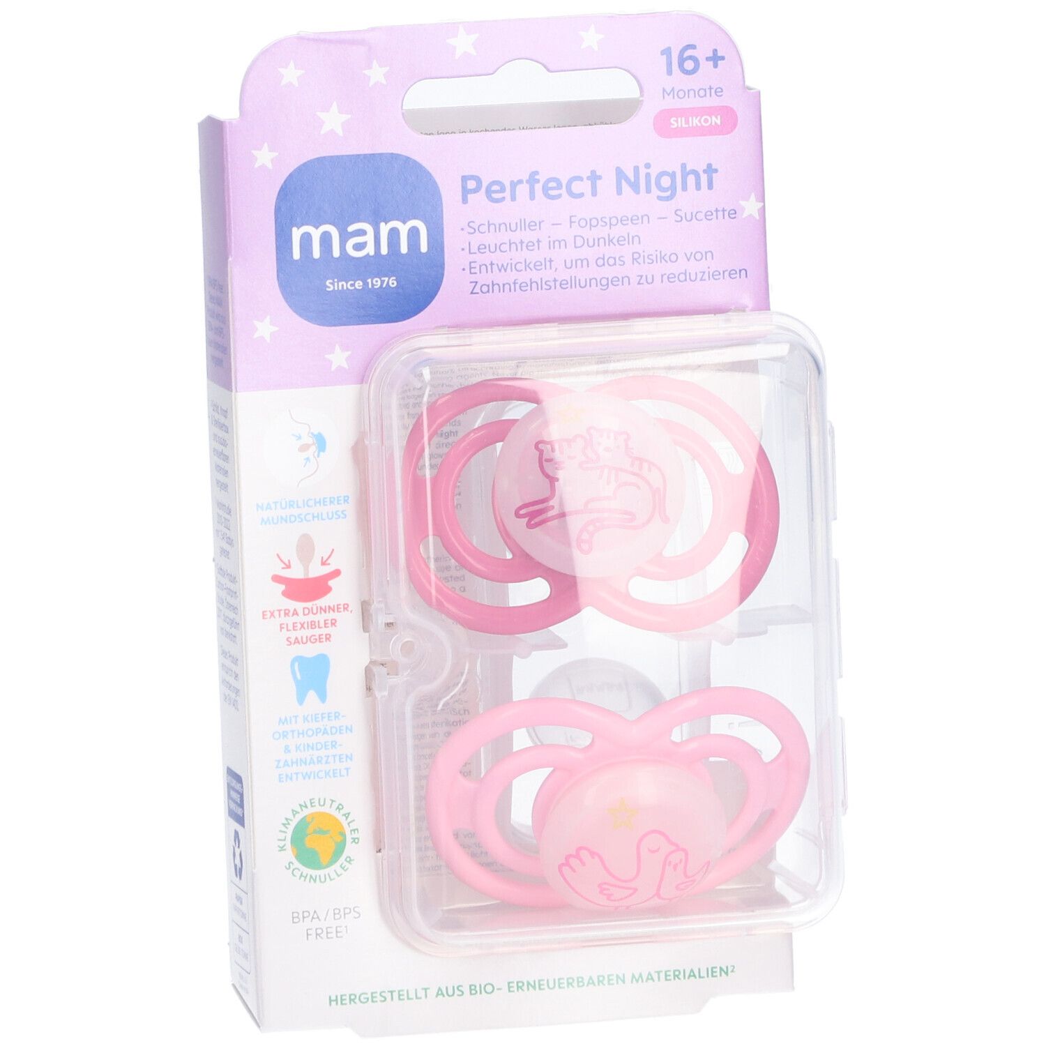 MAM Perfect Night Fopspeen Silicone Pink 16m+