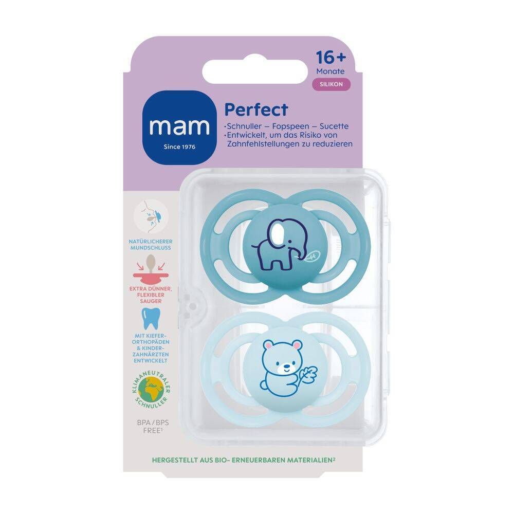 MAM Perfect Schnuller Silikon Blau 16m+