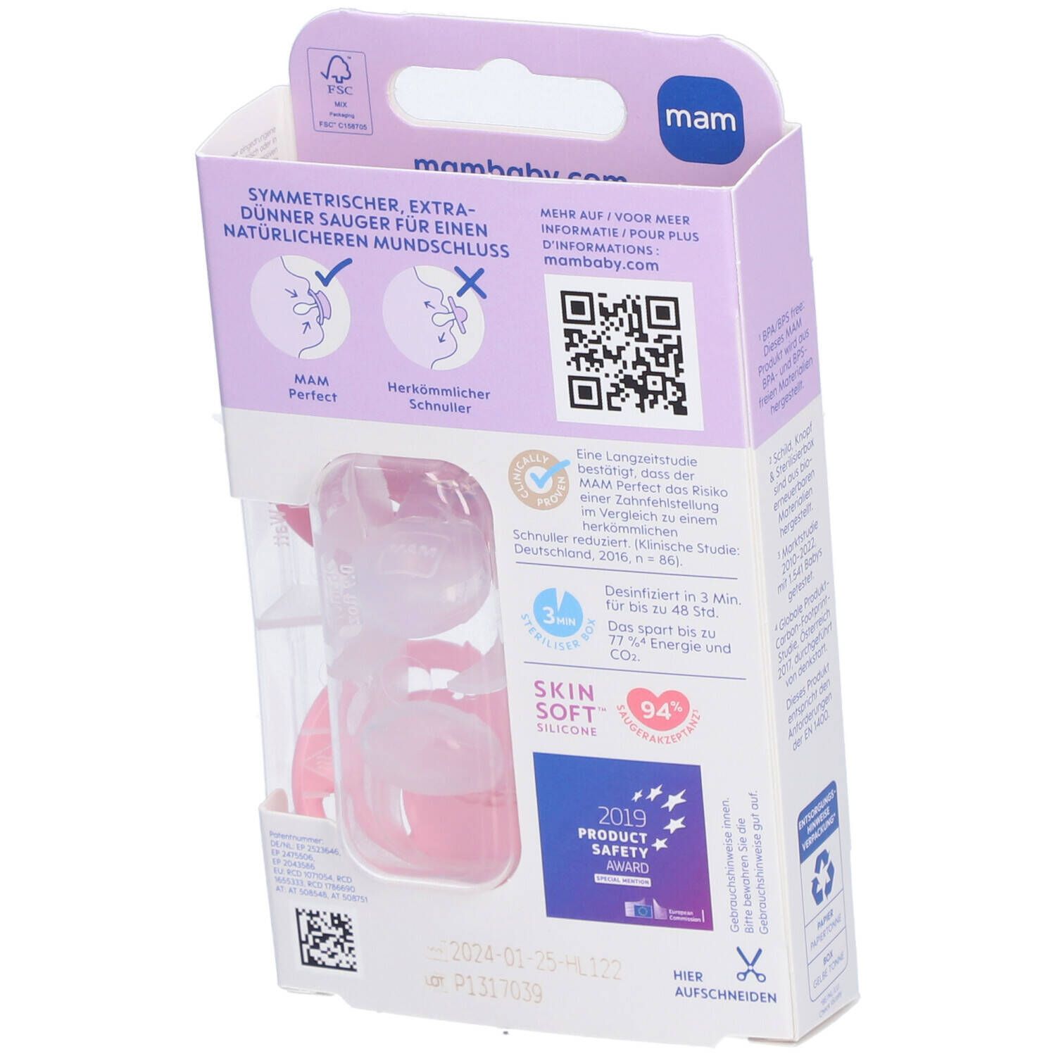 MAM Perfect Tétine silicone rose 16 mois et +