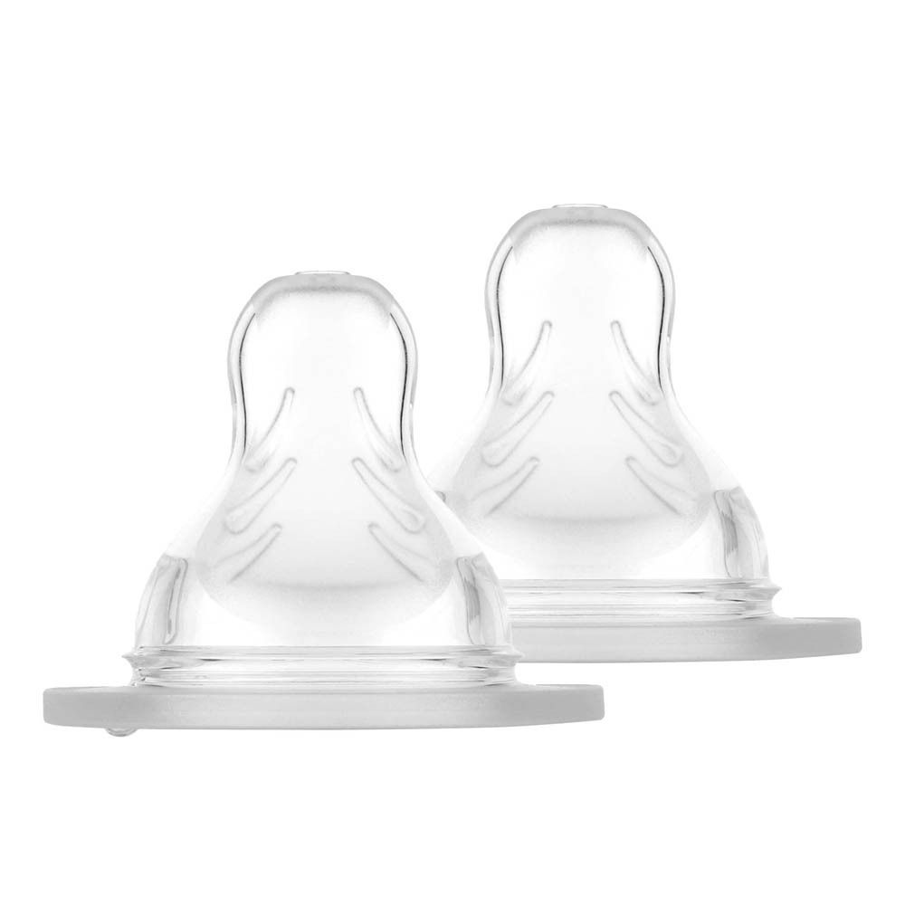 Deux tétines MAM 4+ mois, silicone SkinSoft, transparentes.