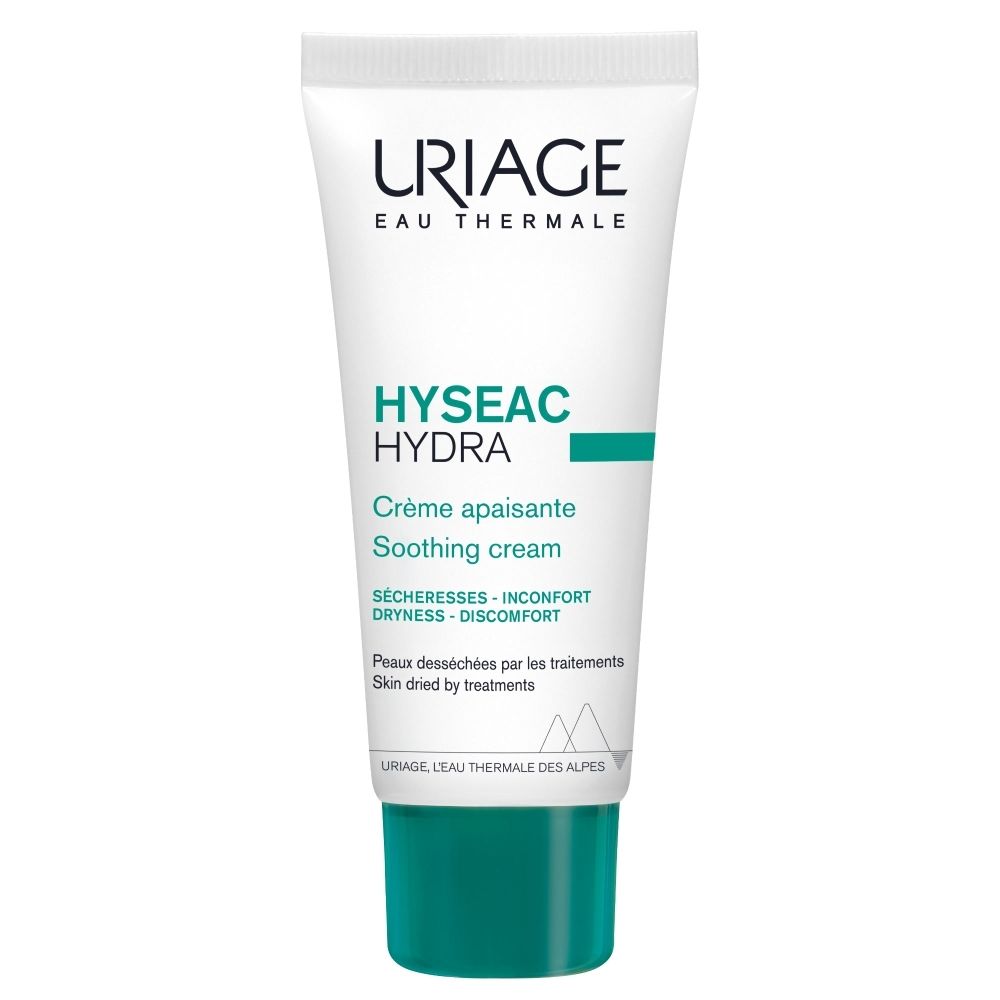 Uriage Hyseac Hydra crème apaisante dans un tube avec un bouchon vert.