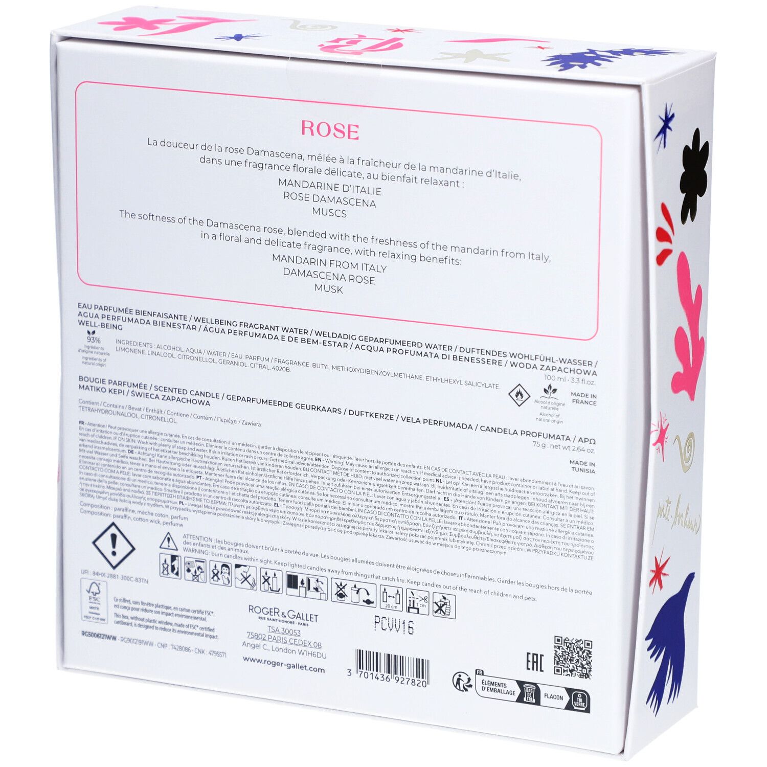Roger & Gallet Weihnachtsset Rose Eau Parfumée + Kerze