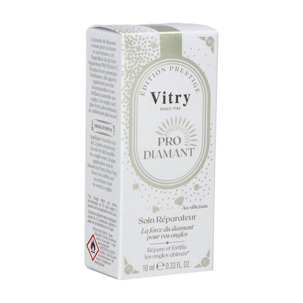 Emballage du produit. Boîte avec nom du produit et marque Vitry.