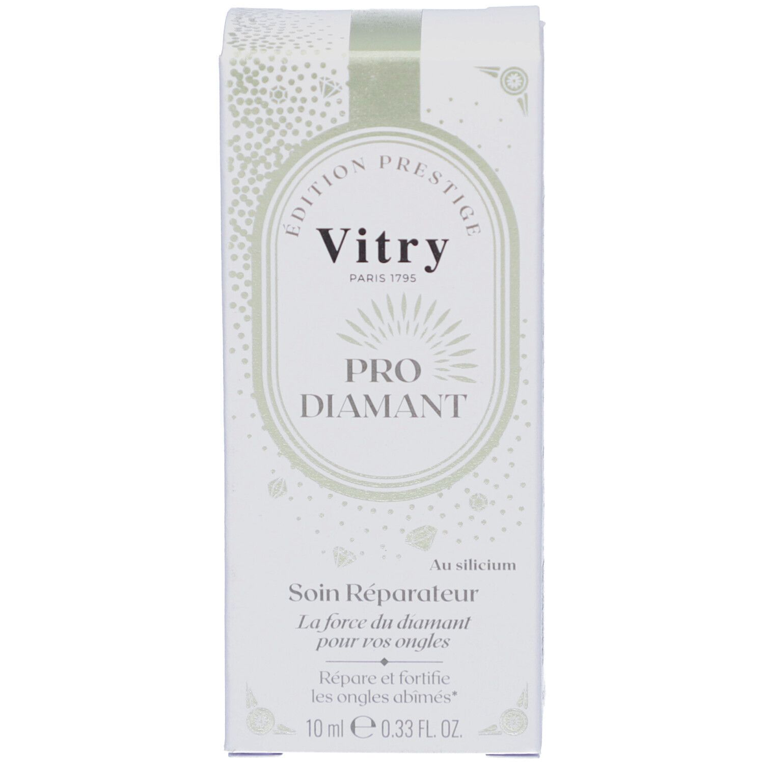 Produktverpackung. Schachtel mit Produktnamen und Marke Vitry.