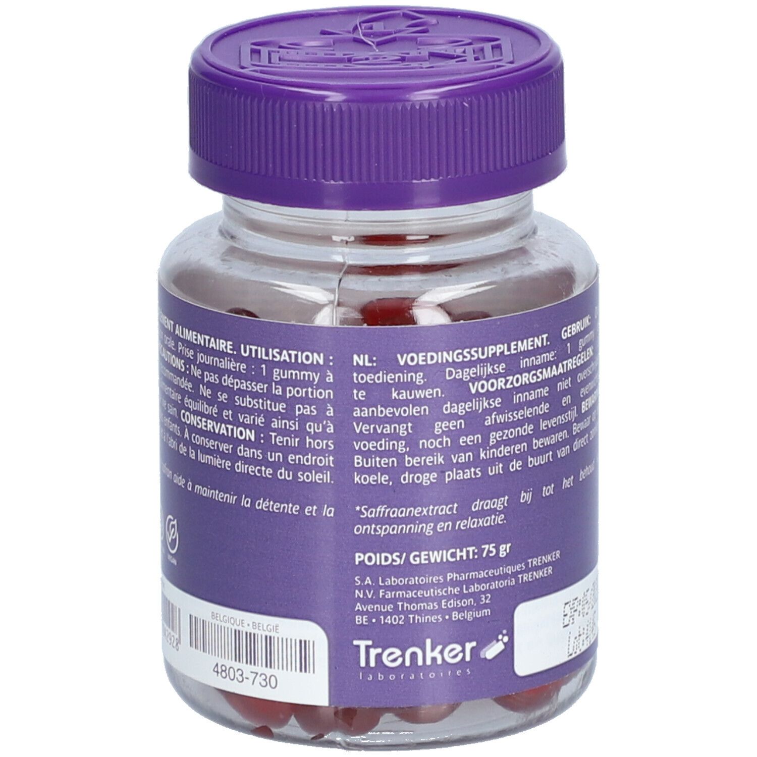 KidCool Gummibärchen Flasche mit 30 Stück, lila Deckel, Koala-Motiv.