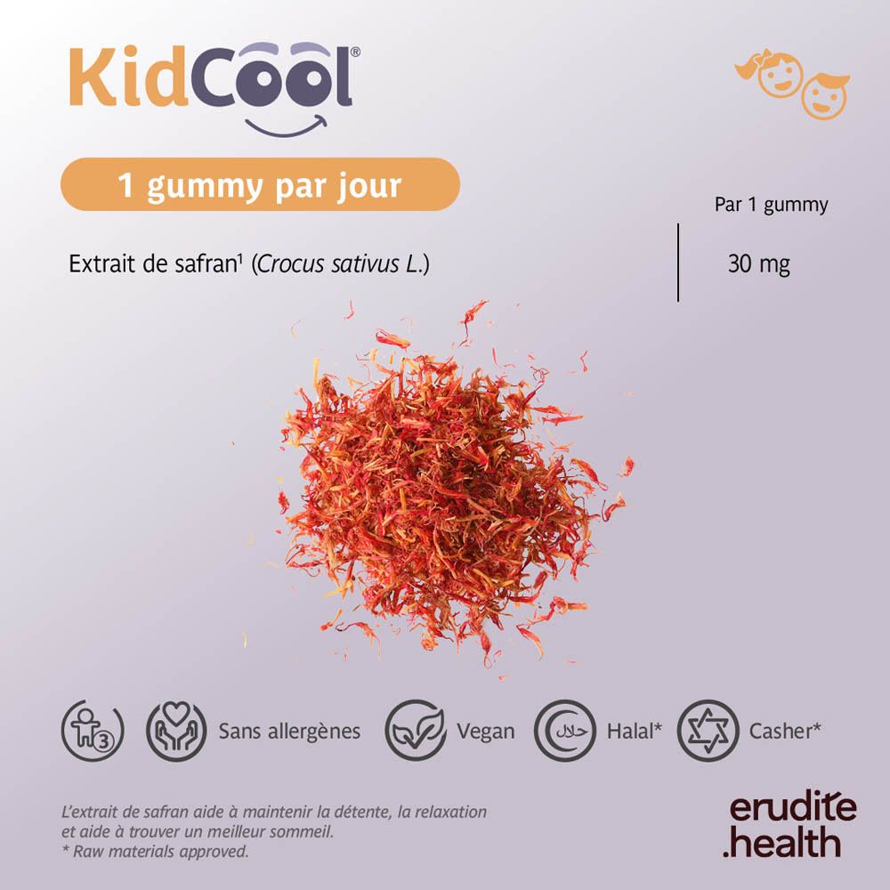 Flacon de 30 gommes KidCool, bouchon violet, motif koala.