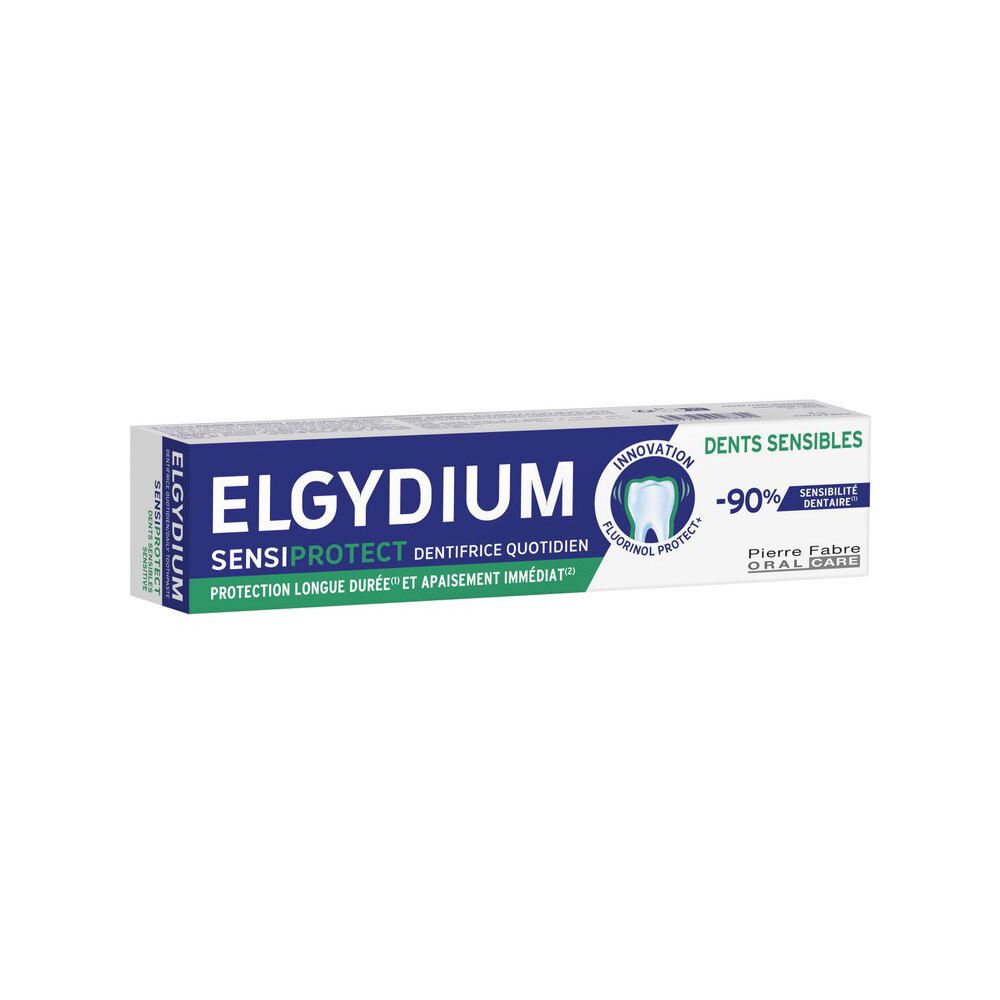 Elgydium Sensiprotect Dentifrice quotidien pour dents sensibles, réduction de 90% de la sensibilité.