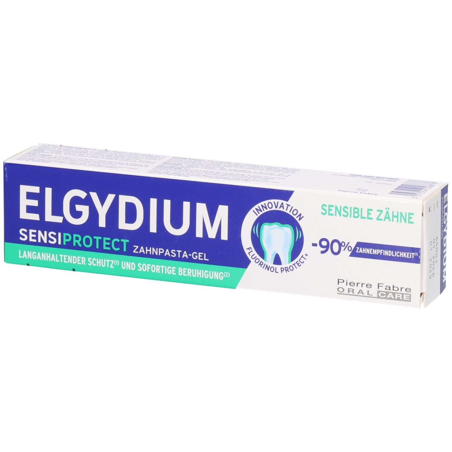 Elgydium Sensiprotect Zahnpasta-Gel für empfindliche Zähne, 90% Sensibilitätsreduktion.