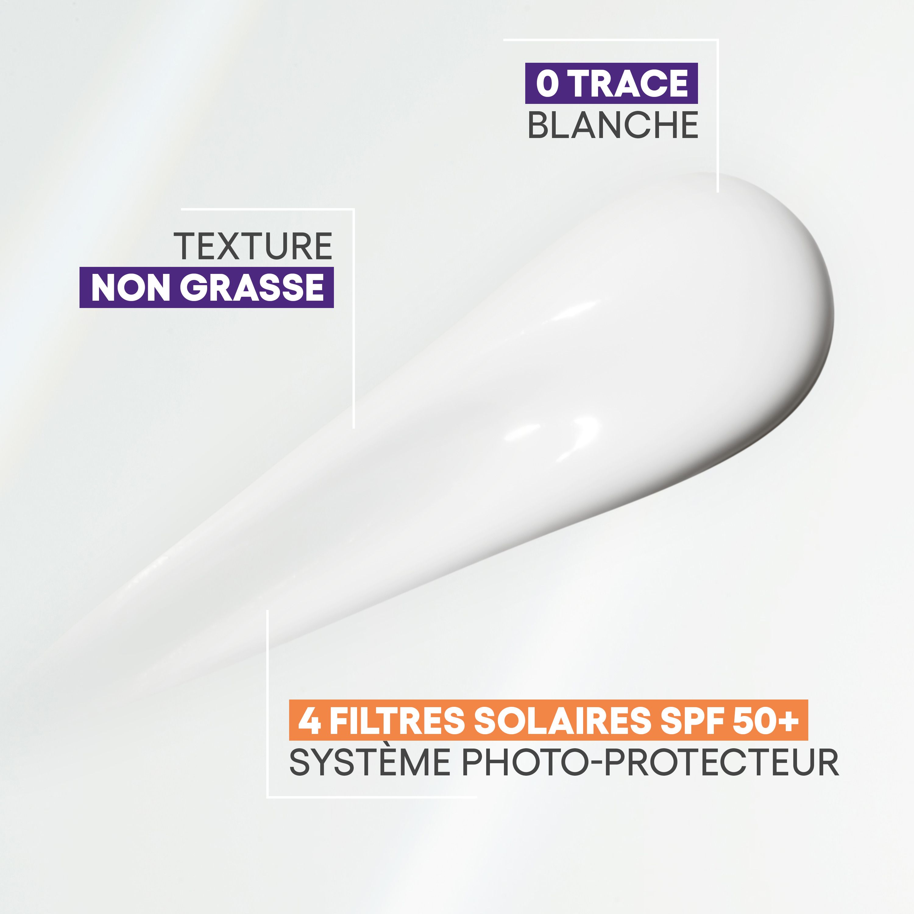 Filtrer. Texture non grasse. 4 filtres solaires SPF 50+.