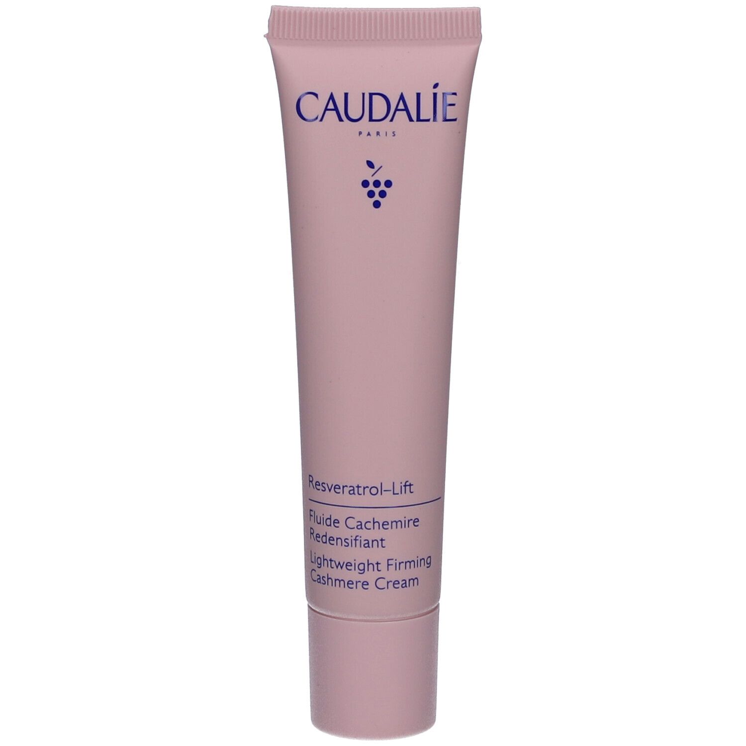Rosa Tube mit Caudalie-Logo und Produktbezeichnung. Enthält Resveratrol-Lift Fluide Cachemire Redensifiant.