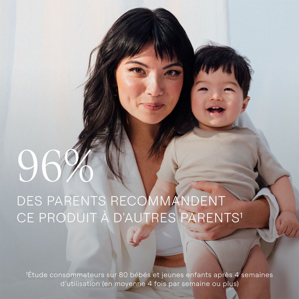 Mère et bébé, texte: 96% des parents recommandent ce produit à d'autres parents.