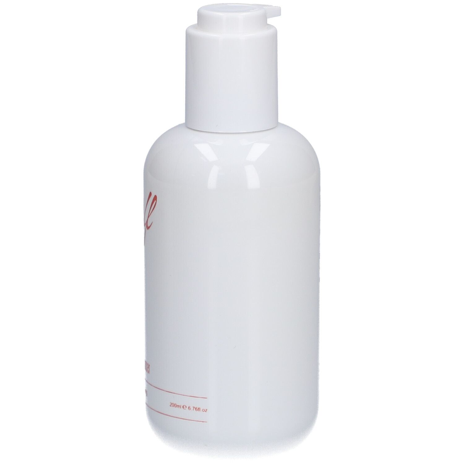 Weiße Flasche mit rotem Schriftzug "self" und "facial cleanser". Pumpverschluss. Aufschrift "gentle purifying".