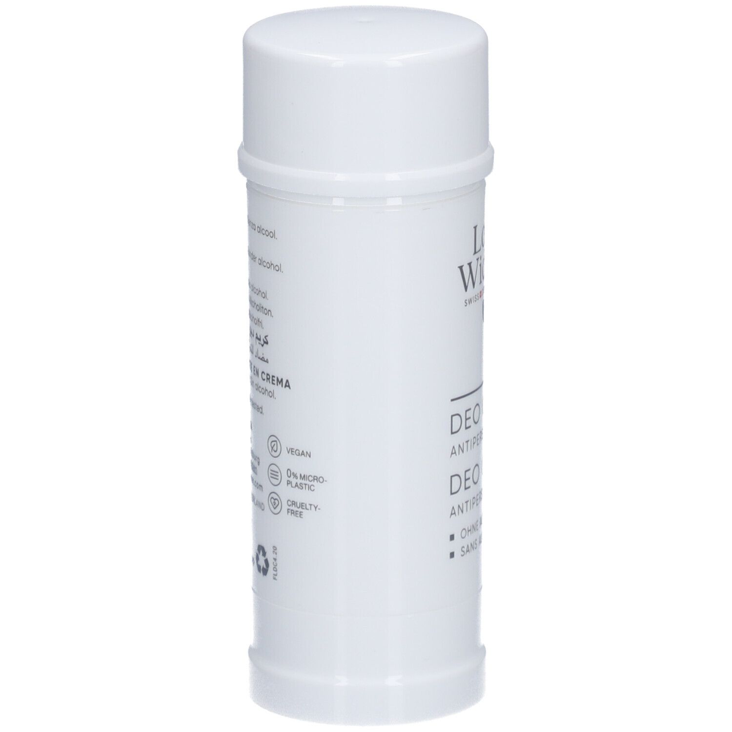 Deostift von Louis Widmer. Vegan, ohne Mikroplastik, cruelty-free. Aufschrift: Deo Crème Antitranspirant.