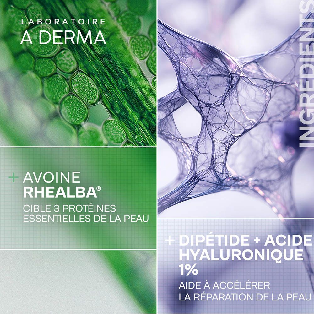 Ingrédients: Avoine Rhealba, Dipeptide + Acide hyaluronique 1%.