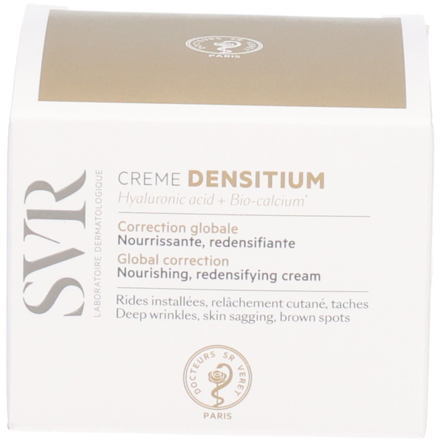 Produktverpackung. Auf der Verpackung steht "CREME DENSITIUM".