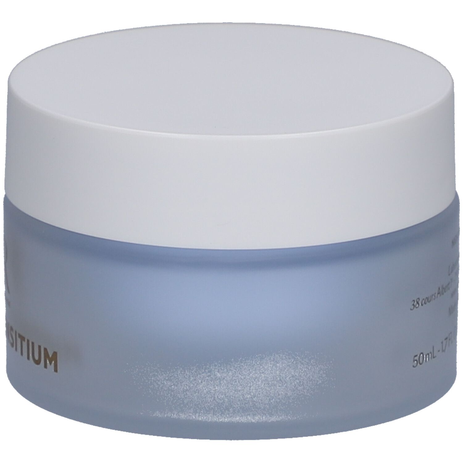 Runder Tiegel mit weißem Deckel. Aufschrift: DENSITIUM, 50ml.