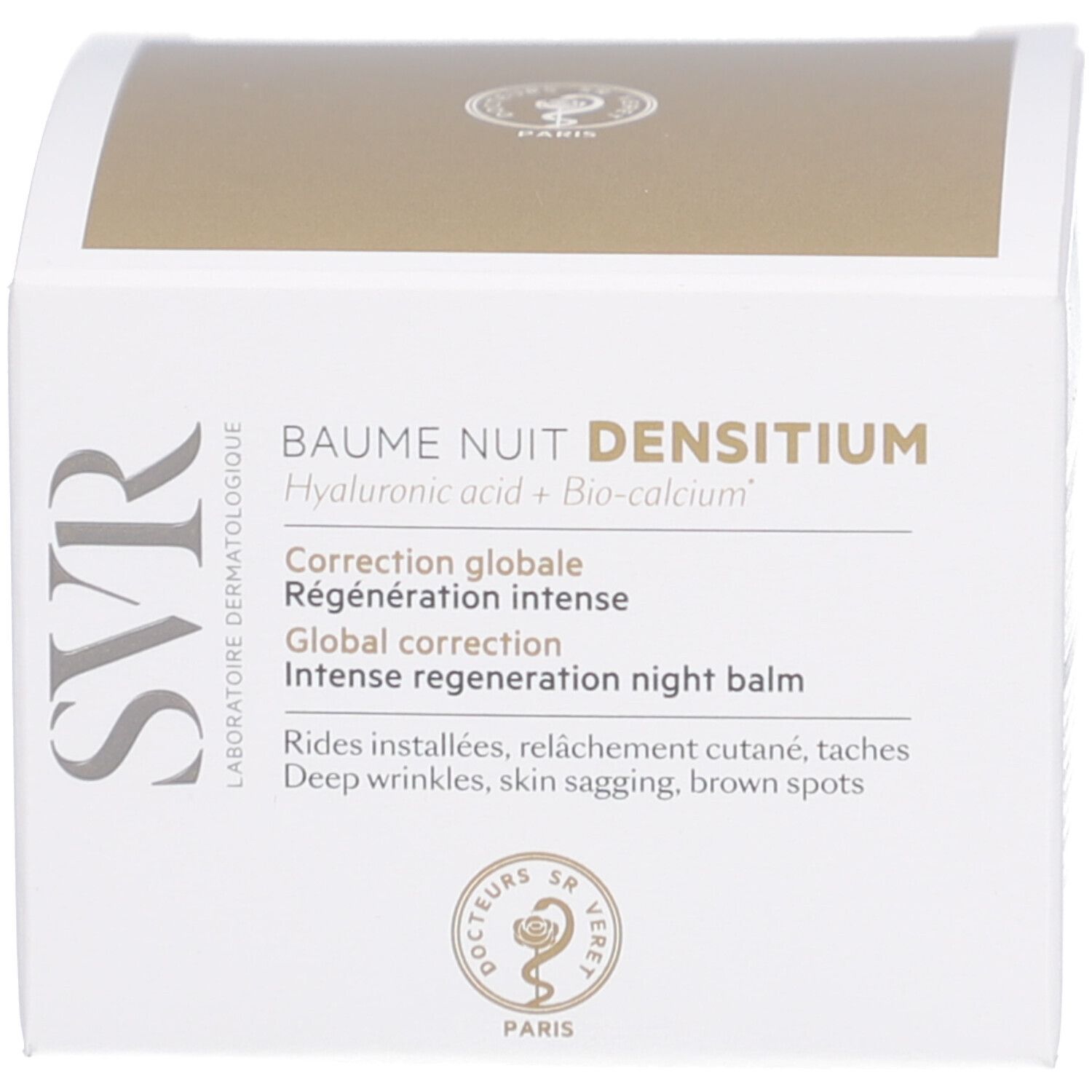Produktverpackung. Aufschrift: BAUME NUIT DENSITIUM, SVR.