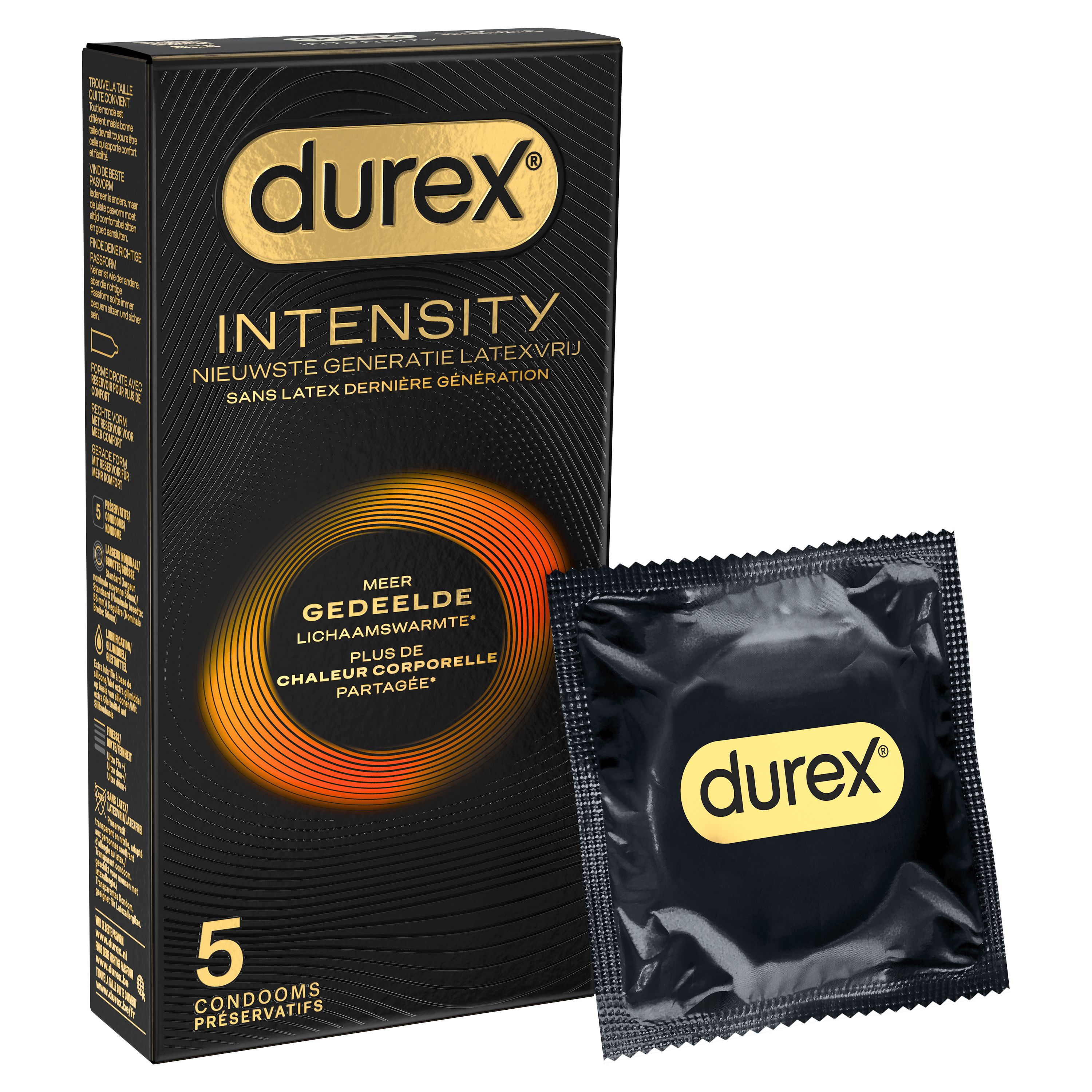 Durex Intensity Préservatifs Masculins | Sans Latex Ultra Fins Ultra Lubrifiés | Plus de Chaleur Corporelle Partagée*