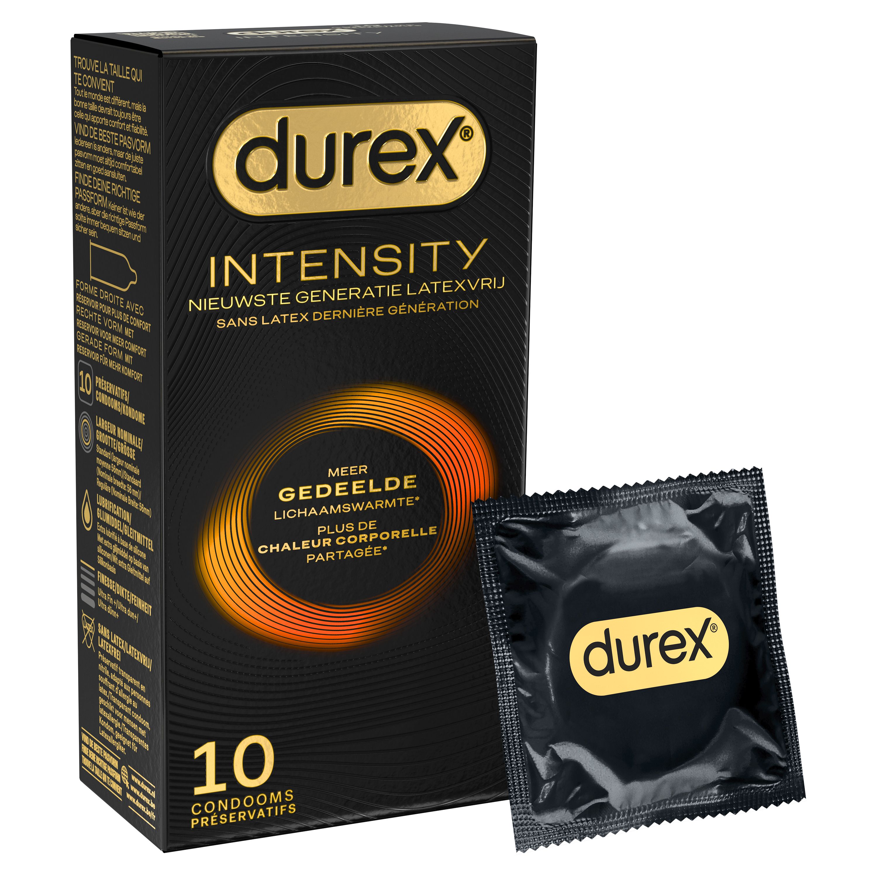 Durex Intensity Préservatifs Masculins | Sans Latex Ultra Fins Ultra Lubrifiés | Plus de Chaleur Corporelle Partagée*