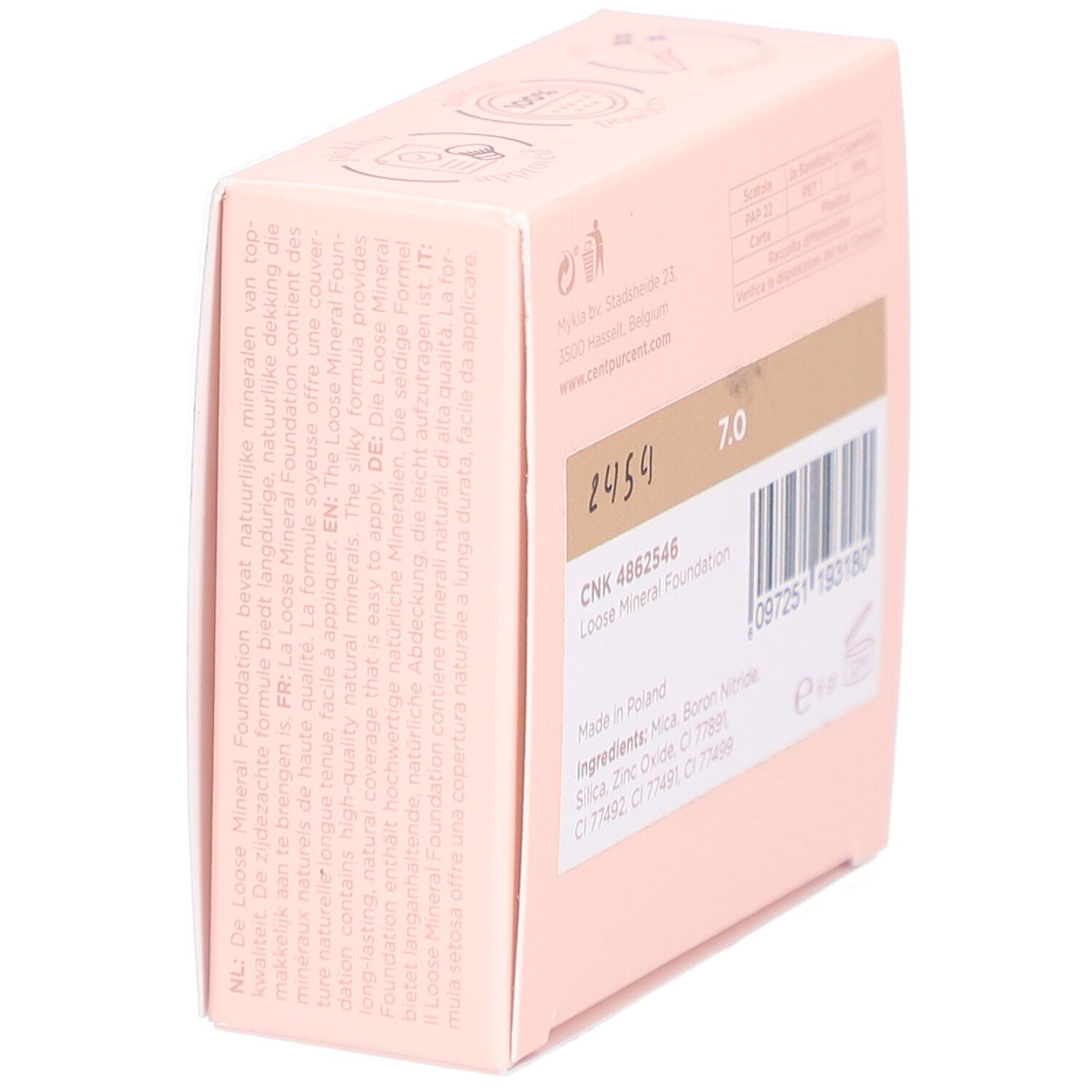 Rosa Verpackung mit Text. Produktinformationen, Barcode, Inhaltsstoffe, 7.0, 6 gr, 12M.