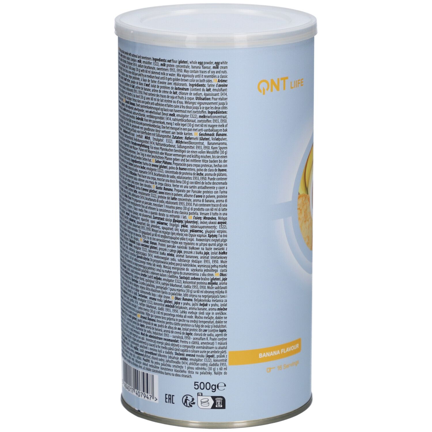 QNT Protein-Pfannkuchen mit wenig Zucker Banane
