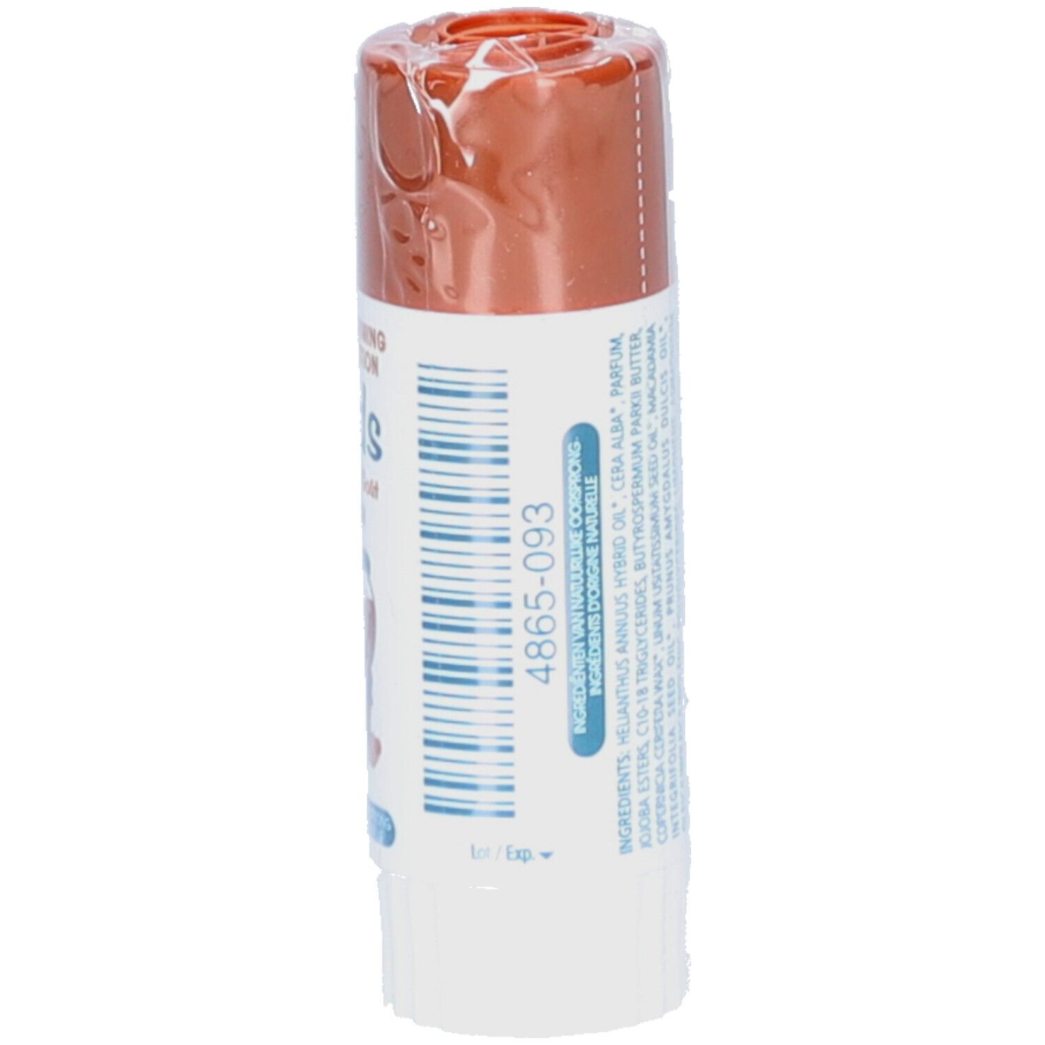 Stick lèvres. Informations au dos. Ingrédients. 4865-093. Date d'expiration.