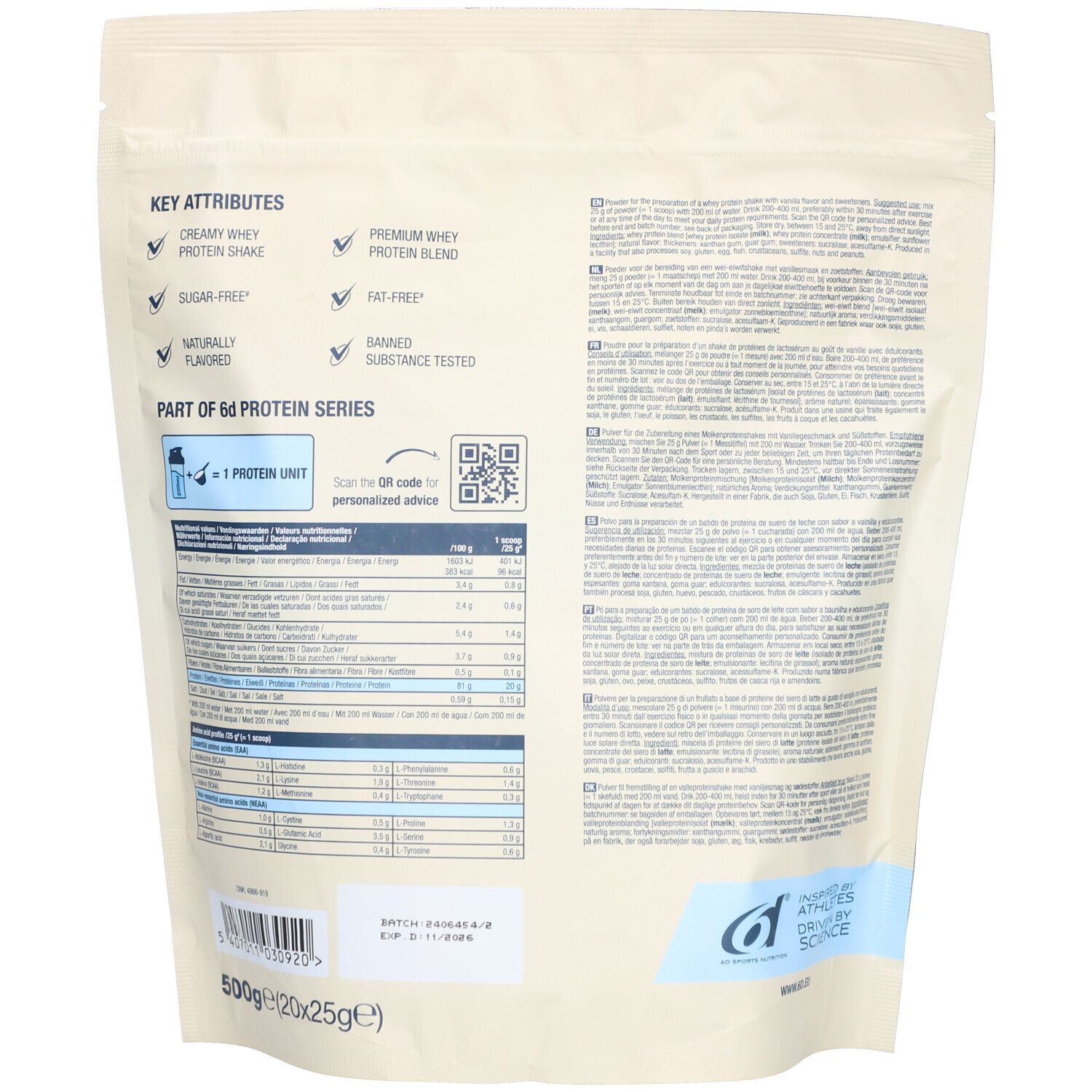 6d Sports Nutrition Molke-Shake Vanille