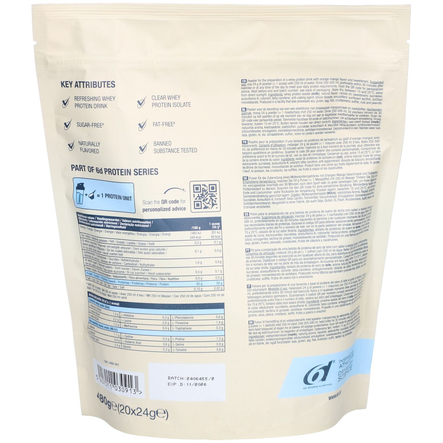 6d Sports Nutrition Molkedrink Orange-Mangue