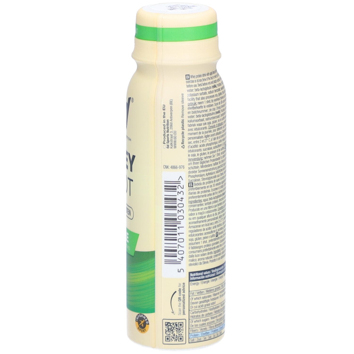 6d Sports Nutrition Whey Shot Apfel – 100 ml Eiweißdrink mit Molkenprotein