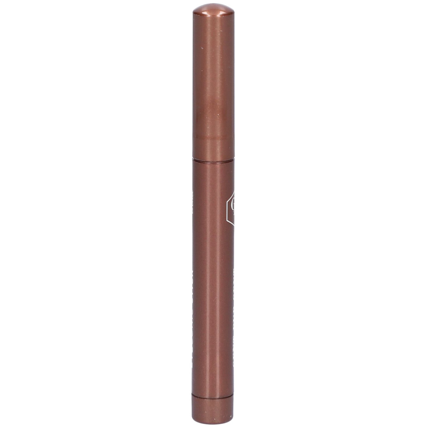Bronzefarbener Stift mit Deckel. Aufschrift: CENT PUR CENT. Logo.